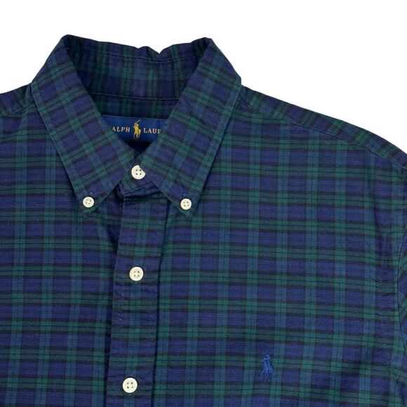 Ralph Lauren Mens Medium Blue, Green & Black Button Front Shirt - Picture 5 of 8
